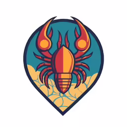 a lobster with orange tentacles in the center of a circle