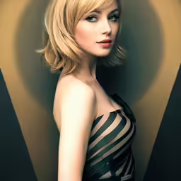 a beautiful blond lady with a big, wavy bob