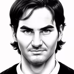 black and white digital portrait of a male by corbi