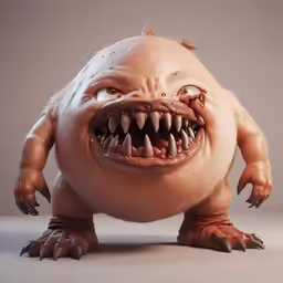 there is a creepy troll with its mouth open
