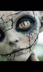 a close up view of a person wearing makeup