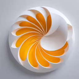 a white plate topped with yellow swirls on top of a gray table