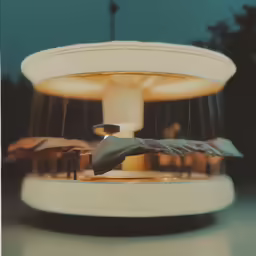 a fountain is lit up at night with an artistic effect