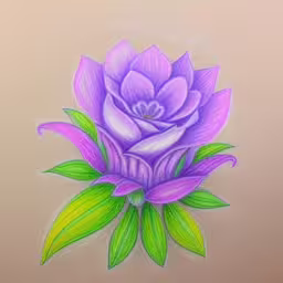 a picture of a flower with leaves on the side,the picture is very realistic and has flowers