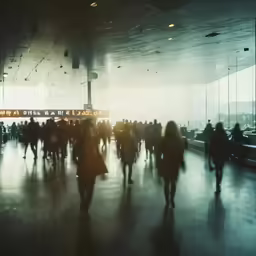 a group of people walking on a sidewalk