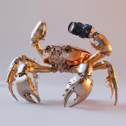 the robot crab is being held by a camera