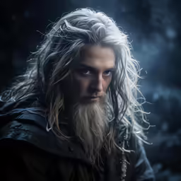 the man with the long hair has a beard