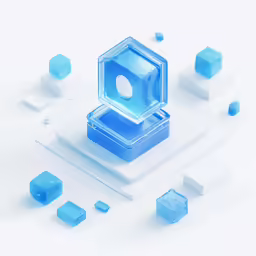a piece of a camera in a cube on a white background