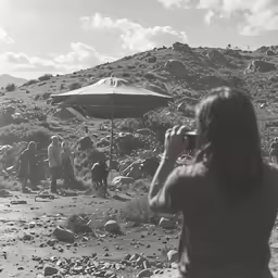 a person is taking a photo near some rocks