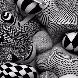 an abstract black and white photo of some balls