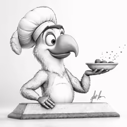 the cartoon character is holding a bowl