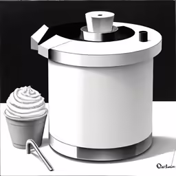 a drawing of a coffee mug with whipped cream