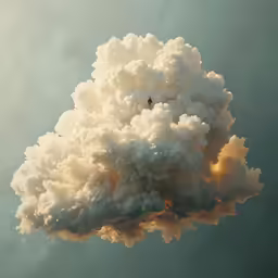 a man is seen through the clouds from a small bird