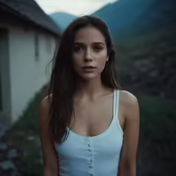a close up of a person in a tank top