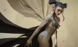 a young woman with black hair is depicted in this animated image