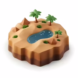 small piece of desert island with trees and rocks