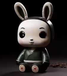 the figure of a bunny is sitting on the ground