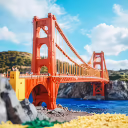 the golden gate bridge with a few people standing on it