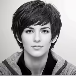 a person that has short hair and wearing a hoodie