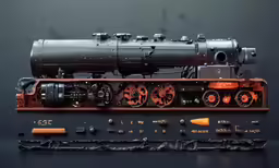 a train engine is shown on display