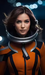 the model is posing in a futuristic space suit