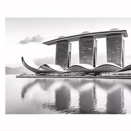a large building in the middle of a body of water