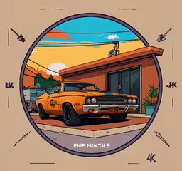 a yellow car is parked in a driveway,an old yellow classic car is on display in front of a building
