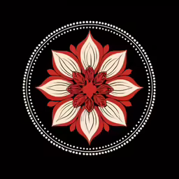 an ornate floral design on black and white