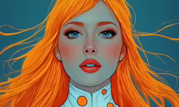 the painting depicts a redhead woman with long hair