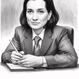 a black and white portrait of a woman with long dark hair
