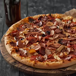 this pizza has mushrooms and other veggies on it