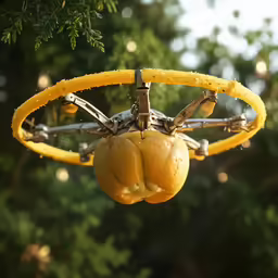 a hanging fruit basket is covered with plastic