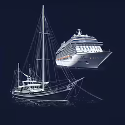 a boat and a ship on the water