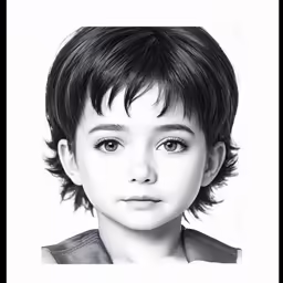 a young boy with very short hair looking up
