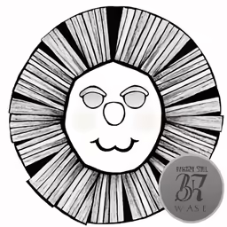 a lion face is shown on this circle