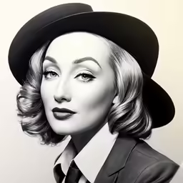 a woman with big breasts in black hat