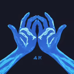 two hands that are covered in blue powder