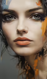 the artistic female with her hair blowing in the wind