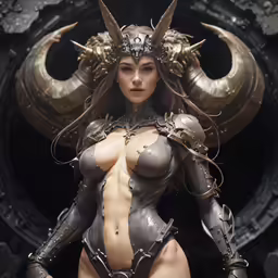 an image of a woman with horns and armor