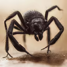 a spider standing with eyes open looking downward