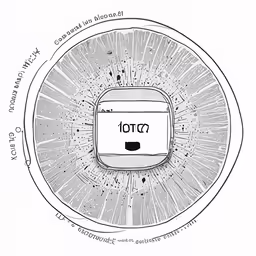 a drawing of a circle in black and white
