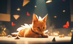 a cat that is laying down on the ground