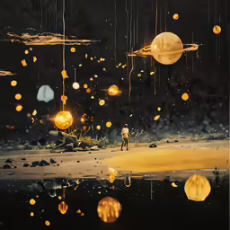 digital painting of a man under some strange objects