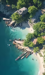 a boat dock is set up near the shore