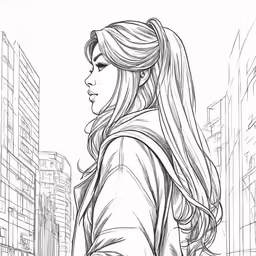 a woman walking down the street in the city