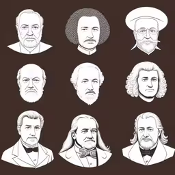 a group of men with different styles and beards,a bunch of famous people from many eras,a line up of old west west icons,four different men with long hair and beards,a group of men with long hair and beards