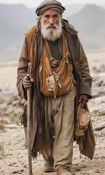 a man with a long white beard and a brown robe