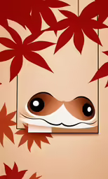 a cartoon animal on the wall with leafy design