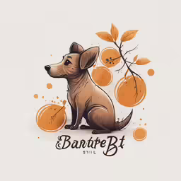 a dog sitting in front of an orange flower