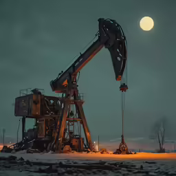 two oil pumps in the middle of a snowy landscape